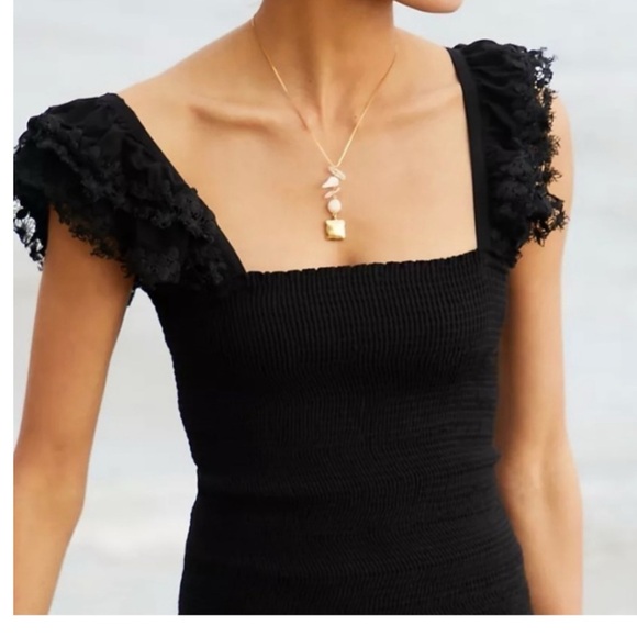 PEIXOTO Belle Crochet Ruched Smocked Lace Flutter Sleeve BodyCon Mini Dress NEW - Picture 5 of 14